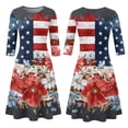 thumbnail image 6 of BOMYJESK Maxi Dresses for Women American Flag Floral A-Line Dress Vintage Independence Day 4th July Summer Dresses Elegant Classy Resort Wear Multicolor XL, 6 of 7