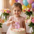 thumbnail image 3 of Birthday Number Candle, Glitter Floral Cartoon, 1 Piece, Suitable for Kids 3rd Birthday Party Cake Decoration, 3 of 5