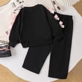 thumbnail image 5 of YDFCWXW Girls Sweatshirt Flared Pants Set Long Sleeve 2 Casual Clothes (Black, 2-3 Years), 5 of 9