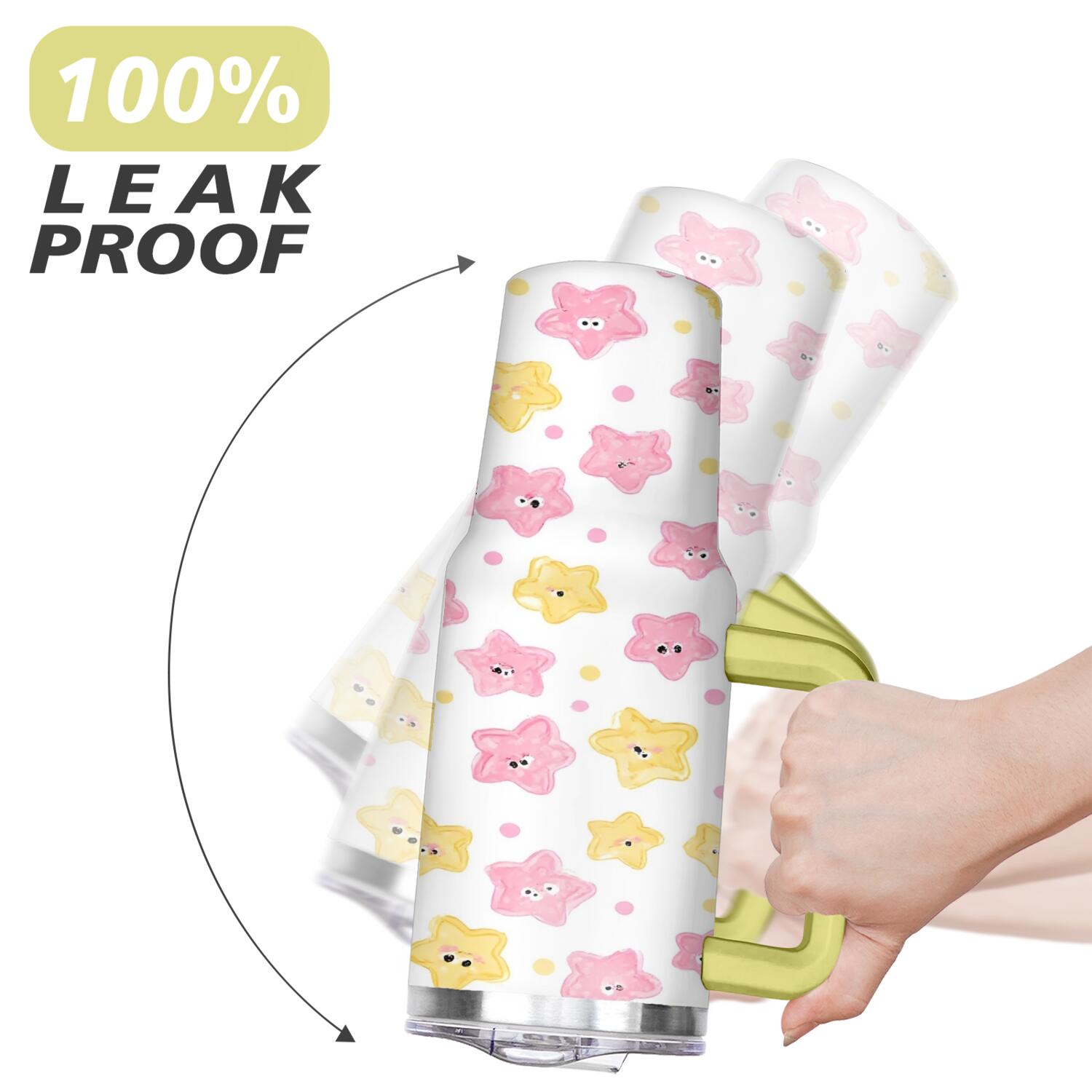 40 oz Tumbler Starfish with Handle Stainless Steel Water Bottle Leak Resistant Cup Car Cup Holder Friendly for Travel Commuting