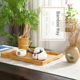 thumbnail image 4 of Bandeja grande de bambú con asas, rectangular, de madera, para desayuno, cena, bandeja decorativa para café y té, ideal para sala de estar, dormitorio, cocina, mesa de comedor al aire libre., 4 of 8