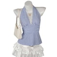 thumbnail image 2 of XIYON Tank Tops For Women Tie Back Backless Cropped Ruffle Summer Sleeveless Camisole Top Trendy Clothes, 2 of 4