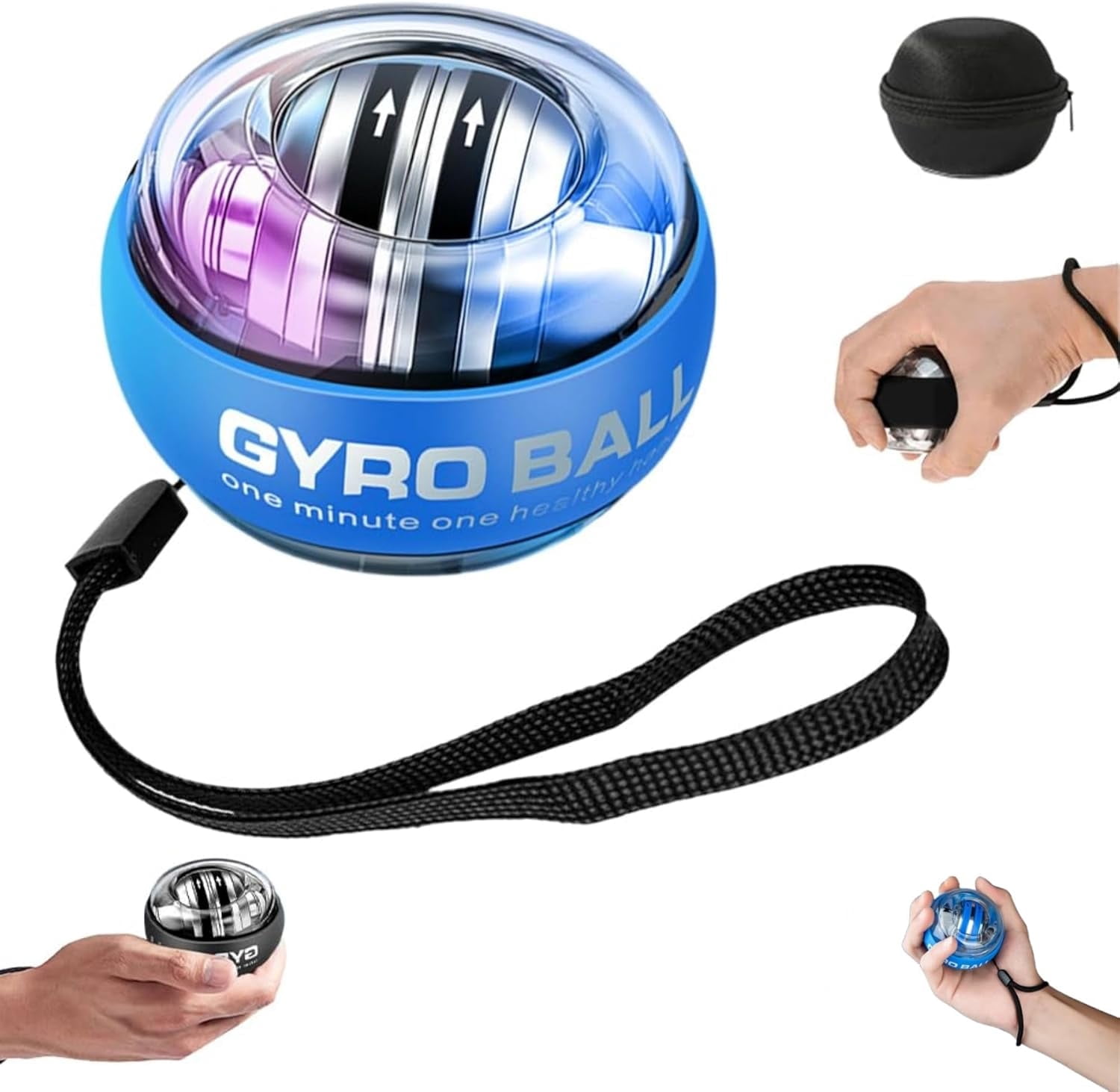 Wrist Ball Exerciser Gyro Ball Hand Gyroscopic Wrist Strengthener & Forearm Trainer with Zinc Rotor Grip Strength Training, Wrist Exerciser & Arm Exercise Equipment Portable Fitness Accessory(Blue)Z