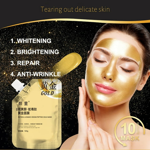 Fiudx Mascarilla de Oro de 24 Quilates, Tratamiento Reafirmante Peel-Off, Suero Hidratante Antiedad, Solución para Eliminar Puntos Negros, Mejora La Elasticidad de La Piel, Apto para Todo Tipo de Pie