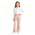 thumbnail image 6 of Girls Uniform Pants Elastic Waist Bell Bottom Pink Uniform Pants for Girls Back to School Clothes Size 5-16 Years, 6 of 7