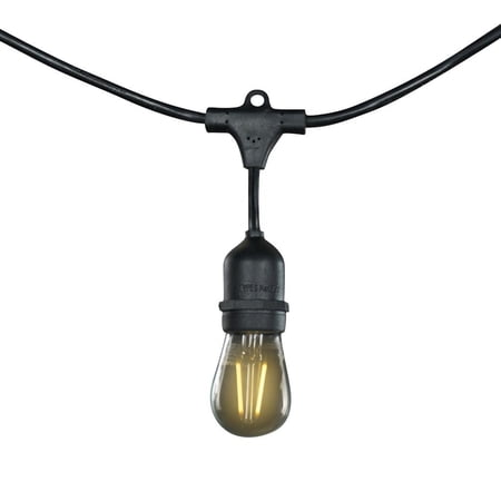 48  STRING LIGHT SET W/15 SOCKETS AND LED 2W S14 E26 CLEAR LAMPS BLACK