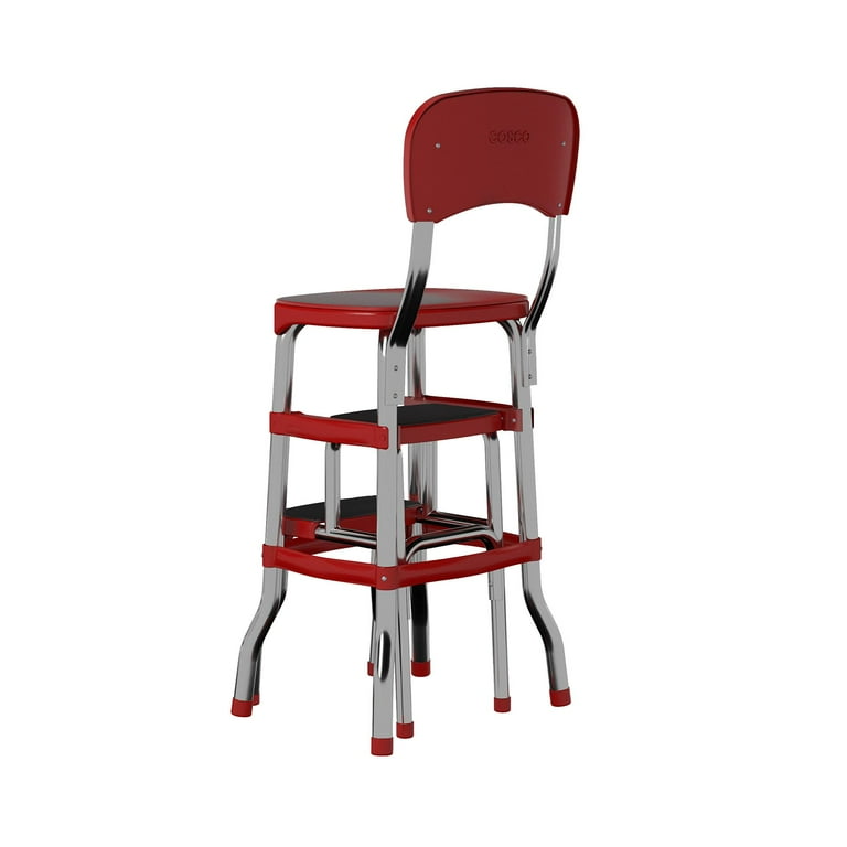 COSCO Stylaire Retro Chair 2 Step Steel Step Stool w Pull Out