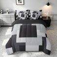 thumbnail image 3 of Manfei Buffalo Plaid Twin Bedding, Geometric Theme Bedding Comforter Set, Gray Black White, Black Reversible 7-Piece, 3 of 6