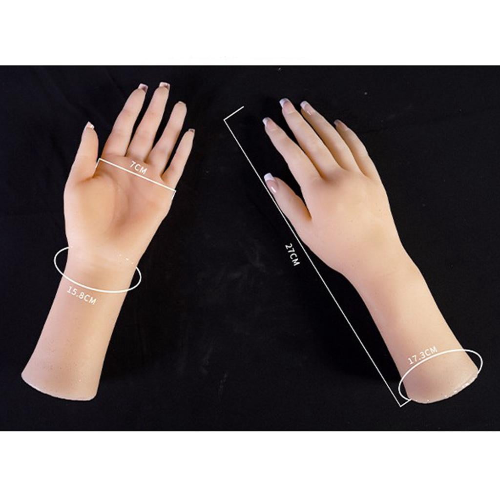 Women's Soft Practice Hands Flexible Silicone Prosthetic Hands Manicure Tools - Fingers can be Bent - Reusable, Convenient for Use