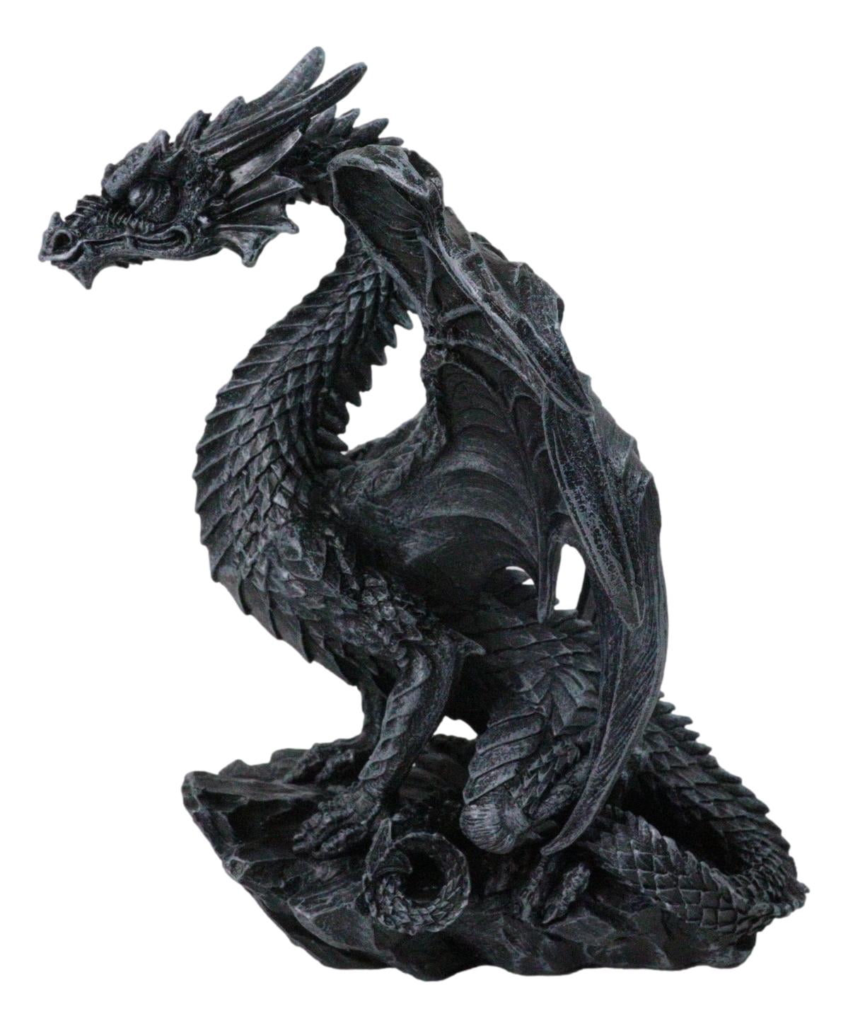 Draconis Watcher Guardian Stone Gargoyle Dragon On Rock Decorative Figurine 8"H