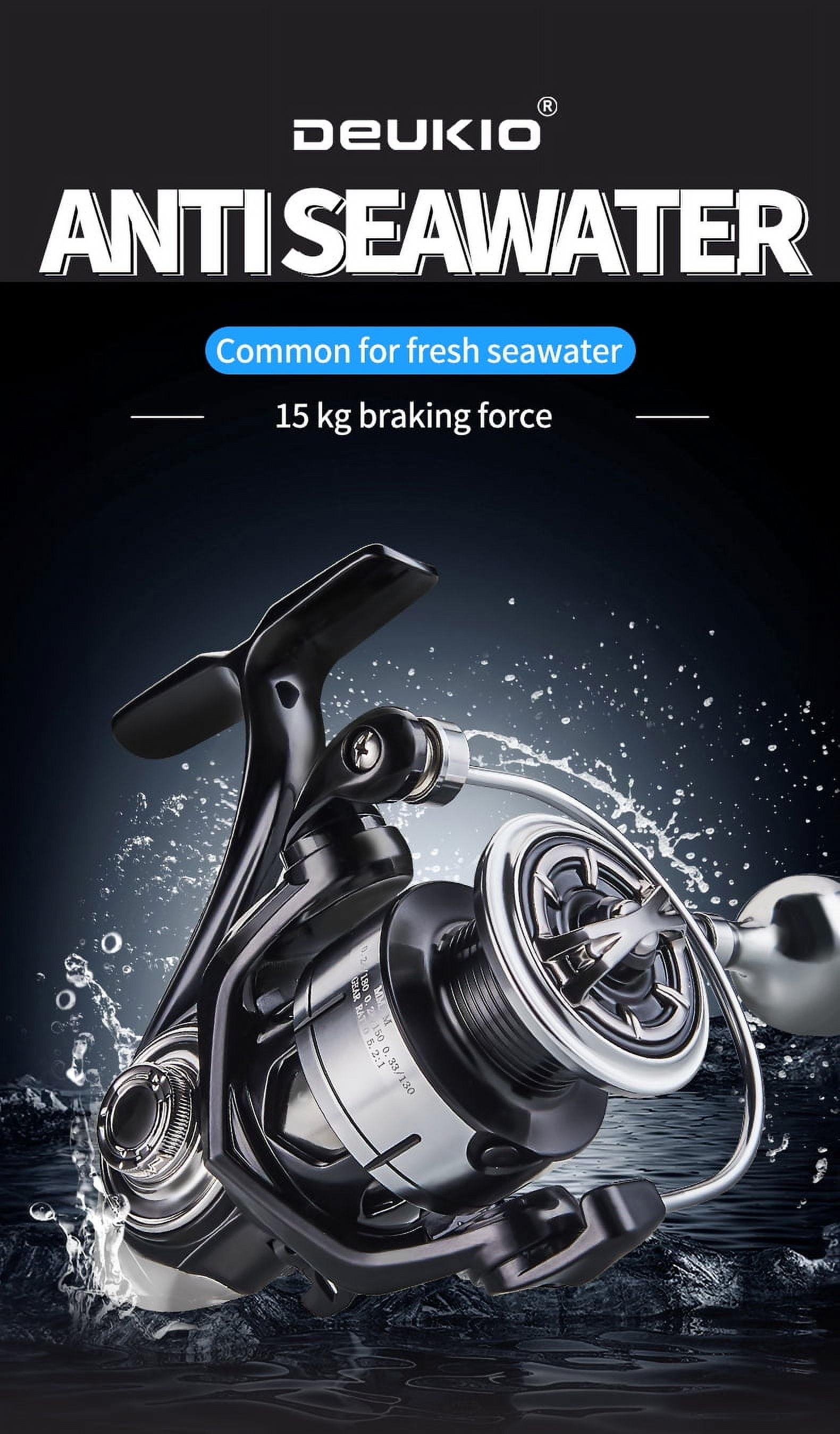 DEUKIO New arrival Saltwater Fishing Reel Metal Ball Knob Spinning Reels 2000-7000 3+1BB 5.2:1 Max Drag 15KG Water-Proof Reels