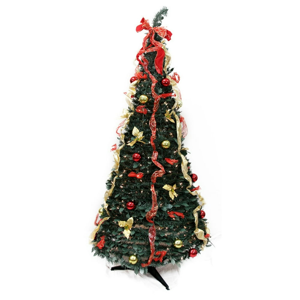 Northlight 6 ft. Pre Lit Decorated Pop Up Christmas Tree with Gold