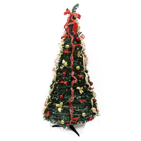 Northlight 6 ft. Pre Lit Decorated Pop Up Christmas Tree with Gold