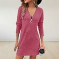 thumbnail image 6 of UQJfacai Womens Sweater Dresses Quarter Zip Pullover Fall Casual V Neck Ribbed Knit Long Sleeve Tunic Tops Fashion Winter Clothes, 6 of 7