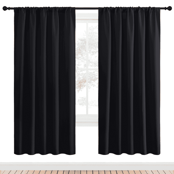 NICETOWN Decorations Black Thermal Insulated Blackout Curtains Rod Pocket Curtains Panels Room Darkening Curtains for Bedroom 52x72 inch, 2 Panels