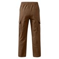 thumbnail image 2 of RUTAYY Boys Cargo Pants Drawstring Waist with Multiple Pockets Outdoor Street Pants, Brown, 2 of 4