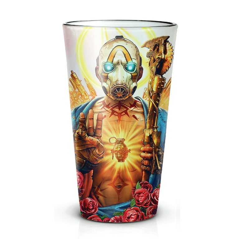 Official Licensed Borderlands Krieg Psycho Pint Glass [MULTI-COLOR 16oz]  Borderlands 3 Drinking Glass, GOTY Gamer Beer/Juice/Party Glasses, By Just  Funky 