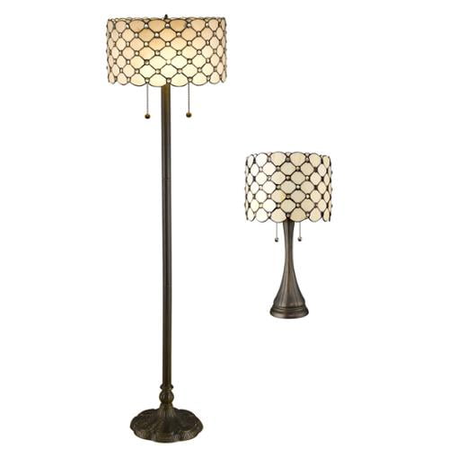 Serena d\'italia Tiffany Style Creamy White Jeweled Table and Floor ... Serena d\'italia Tiffany Style Creamy White Jeweled Table and Floor ...