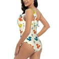 thumbnail image 4 of Picia Colorful Squirrel Pattern Women's One Piece Swimsuits,One Shoulder Swimwear Asymmetric ,Ruffle Monokinis Bathing Suits,High Waisted Flattering Bathing Suits-Medium, 4 of 8