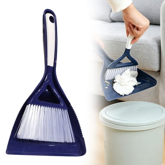 Small Broom and Dustpan Set Mini Handheld Plastic Dust Pan Broom Whisk Brush Dustpan for Cleaning Table Kitchen Cars Desktop Keyboard Sofa Counter Supplies (Blue)