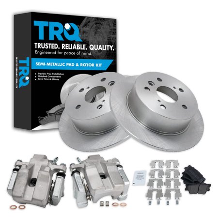Trq Rear Brake Pad &Amp; Rotor Kit Brake Caliper Brake Pads Brake Rotor Semi-Metallic Solid Fits Select 2007-2012 Lexus Es350 2008-2012 Toyota Avalon 2007-2011 Camry