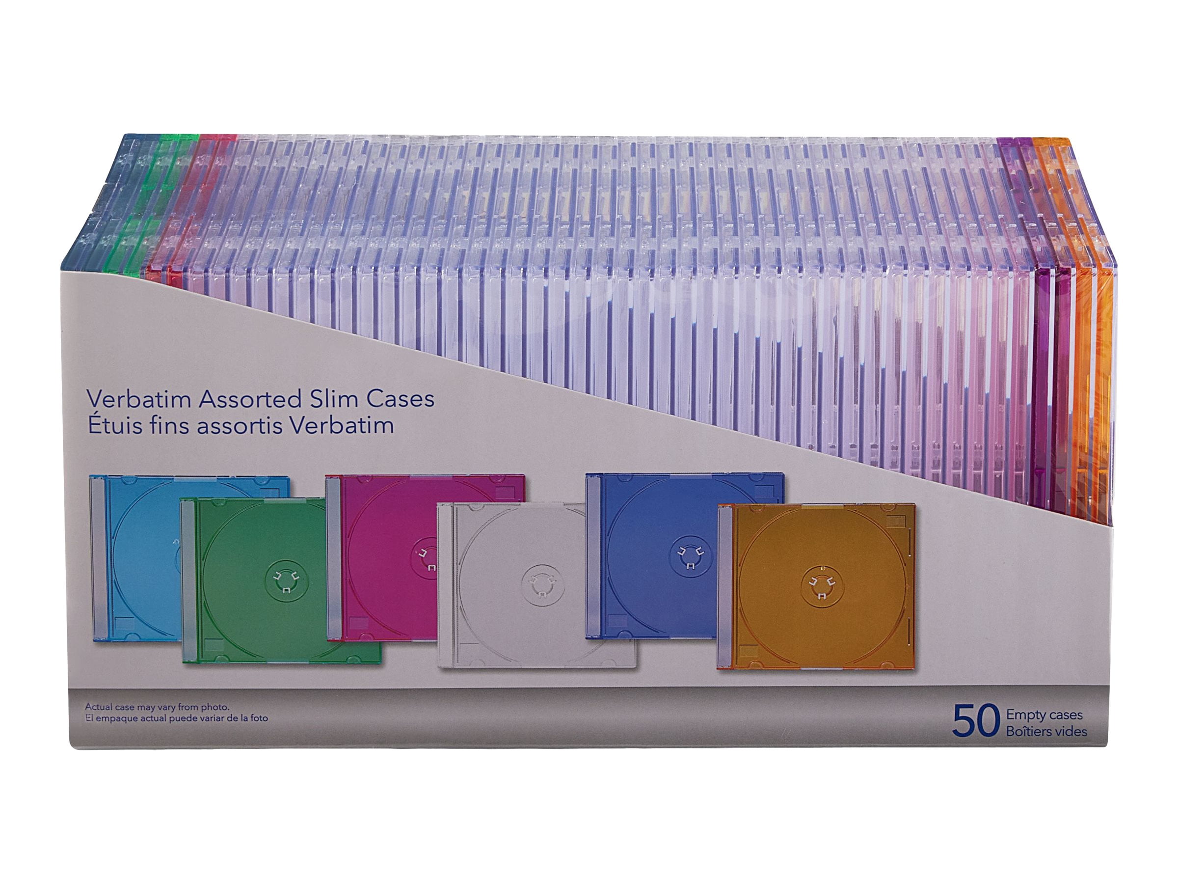 Verbatim 71128 Slim Cases For Cd, Dvd And Blu-ray, Assorted Colors, 50/pack