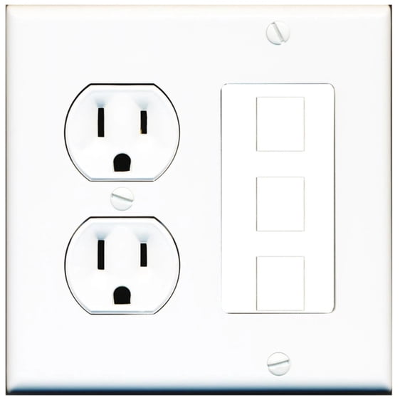 Ultra Spec Cables Custom Round Outlet Wall Plate White with up to 3 Keystone Ports