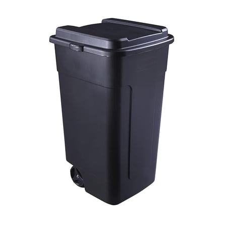 50 gal Roughneck Wheeled Plastic Garage Trash Can, Black