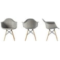 thumbnail image 4 of Bold Tones Mid-Century Modern Plastic DAW Shell Dining Arm Chair, Gray (Set of 4), 4 of 5