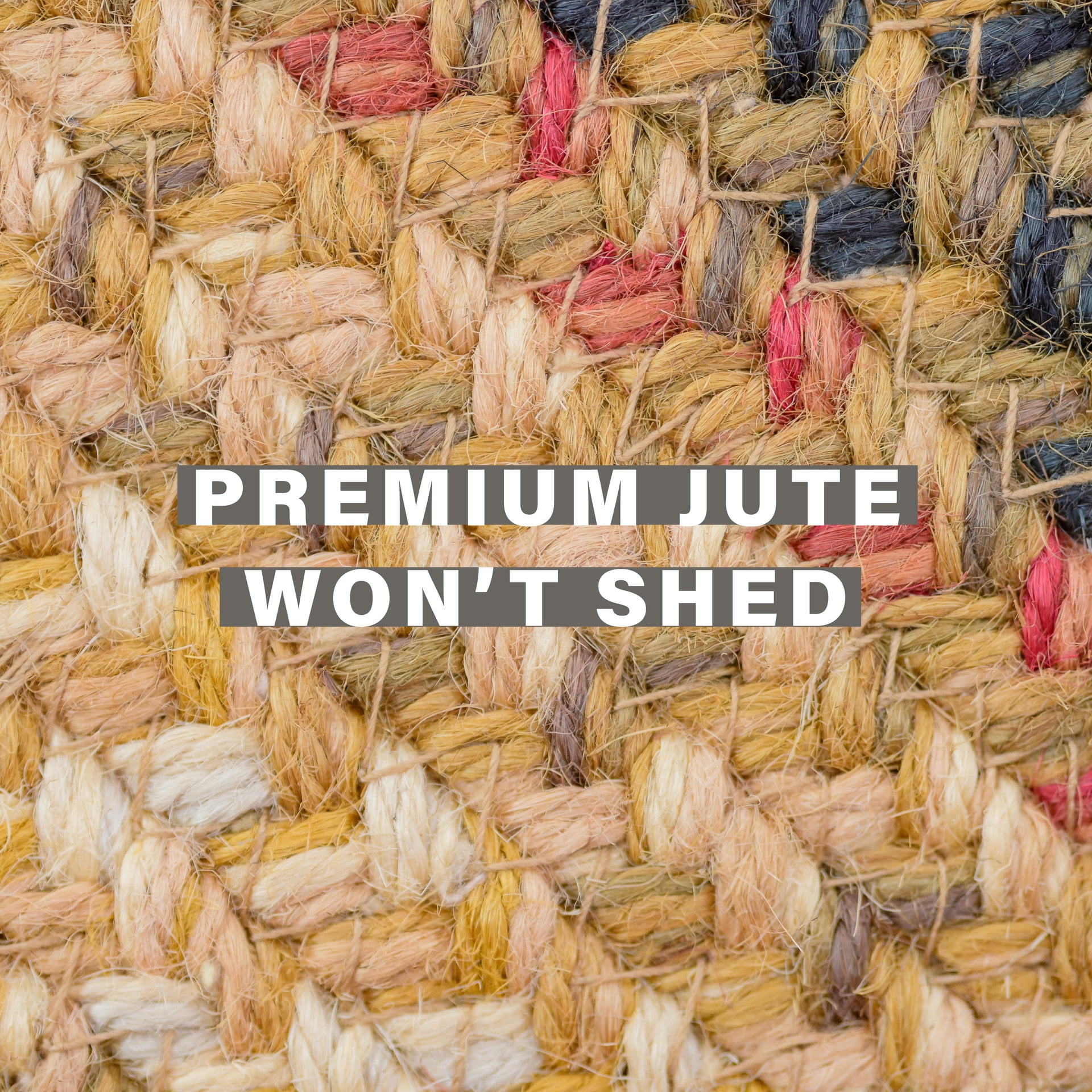 Homespice Russett Jute Braided Area Rug, 5' x 8' Rectangular Beige - Red - Black, Reversible, Natural Jute Yarn Rustic, Country, Primitive, Farmhouse Style