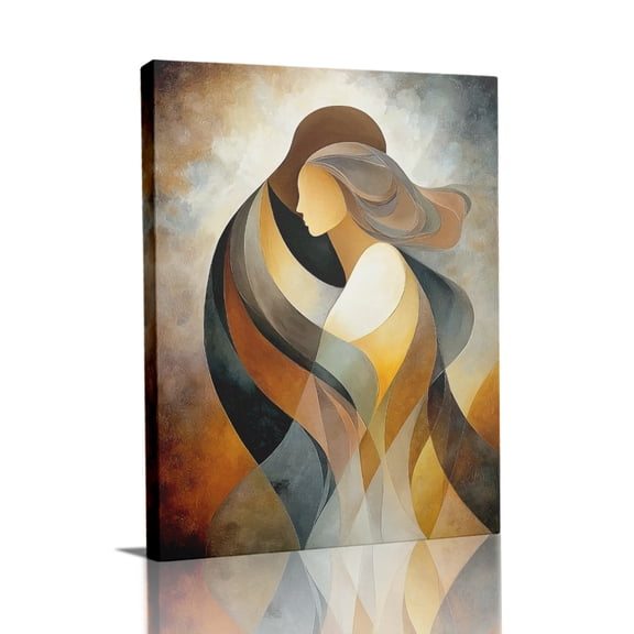 Abstract Embracing Couple Contemporary 8 x 12 in Canvas Wall Art Bedroom Decor