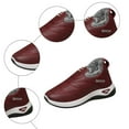 thumbnail image 7 of Womens Slip on Snow Boots Waterproof Leather Furry Lined Winter Loafers Cold Weather Outdoor Nonslip Sneakers Wine 8, 7 of 7