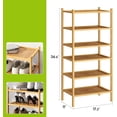 thumbnail image 2 of Zapatero pequeño de bambú de 6 niveles, apilable, de primera calidad, organizador de almacenamiento para pasillo, armario, sala de estar, entrada (natural), 2 of 8