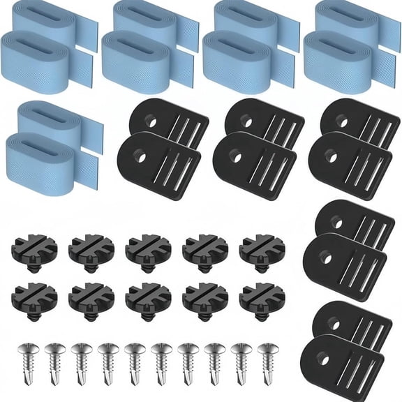 Solar Cover Straps 10 Pack, Pool Cover Straps for Above Ground Round & Rectangular Pools, Extended Reel Attachment Kit with Clips, Easy DIY Install