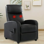 MCQ Recliner Sofa with Vibration Massage, Adjustable Footrest Chair for Lounge Bedroom, Black