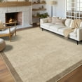 thumbnail image 2 of Hasoo Washable Geometric Border Living Room Area Rug 5x7 Modern Solid Non-Slip Soft Low Pile Indoor Camel Neutral Carpet, 2 of 6