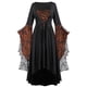 thumbnail image 1 of ICHUANYI Clearance Women's Large Size Sleeve Lace Patchwork Fashion Long Sleeve Bandage Retro Long Dress(Orange, L) Ichaunyi WER2023080915602, 1 of 4