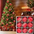 thumbnail image 2 of Btomtd 9pcs 3.15"/8cm Silk Wave Christmas Balls, Colorful Thread Wrapped Foam Christmas Ball Ornaments, Unique Textured Hanging Tree Pendants Christmas Ornaments Set, Red, 2 of 7