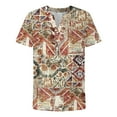 thumbnail image 4 of Bovemsi Women's Boho V Neck Button Front Short Sleeve Shirt - Lightweight Summer Casual Blouse with Flowy Fit, Red, S, 4 of 5