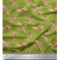 thumbnail image 1 of Soimoi Tissu en Poly Georgette Vert Imprimé Feuilles & Fleurs 1 Yard 42 Pouces de Large, 1 of 5