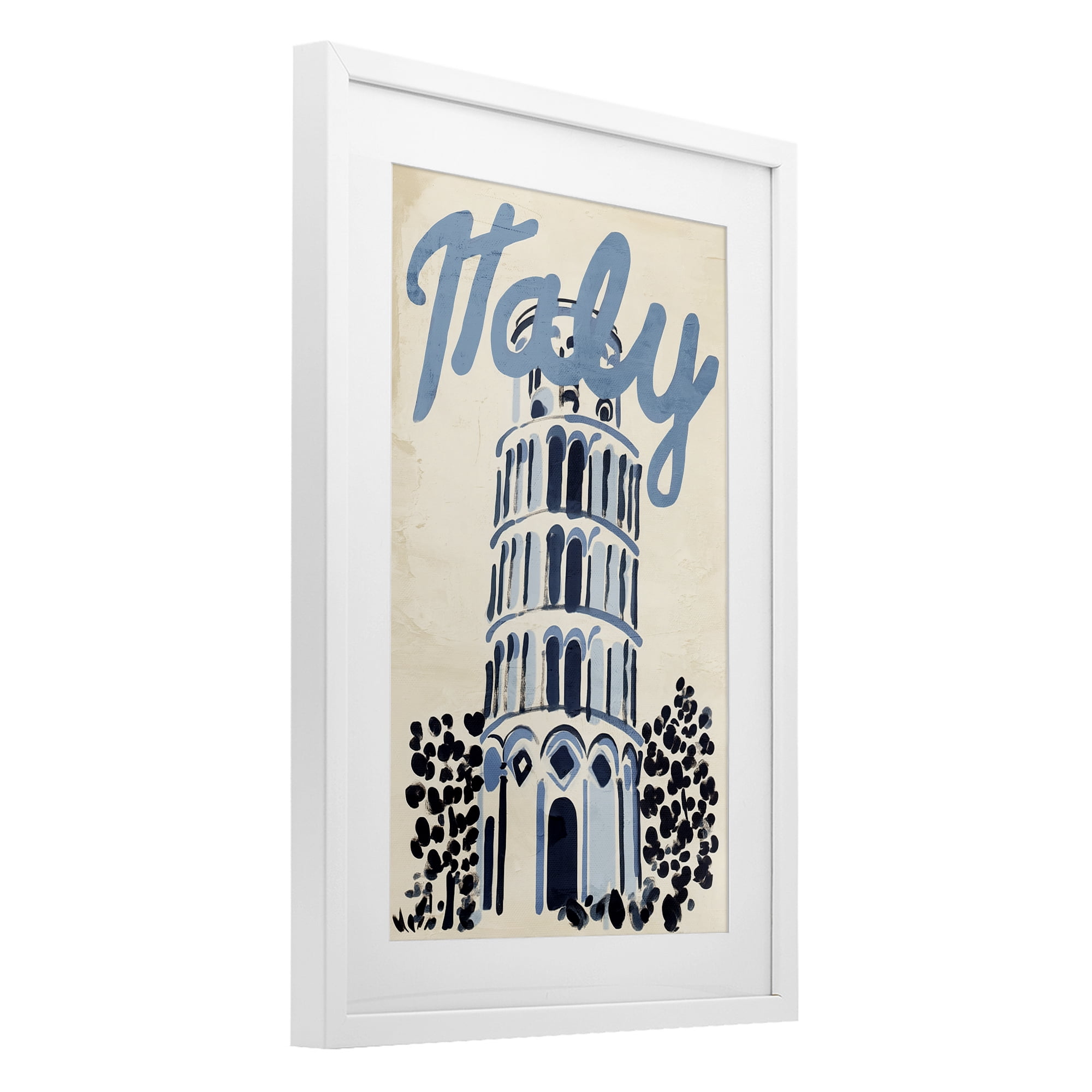 Stupell Industries Blue & Beige Italy Travel White Framed Print Under Glass, design by Annabelle Hall
