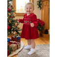 thumbnail image 5 of Cjfdfy Newborn Baby Girl Christmas Outfit Christmas Tree Bow Velvet Romper Classic Bubble Long Sleeve Doll Collar Bodysuit A-line Dress Cute My First Christmas Fall Winter Outfits, 5 of 9