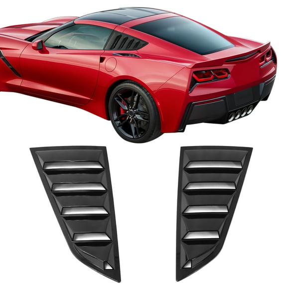 Ikon Motorsports 2PCS Side Window Louver Scoop Sun Shade Cover Compatible With 2014-2019 Chevrolet Corvette C7 Coupe V2 Style PC Polycarbonate 2015 2016 2017 2018