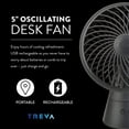 thumbnail image 4 of Ventilador Treva recargable oscilante de 12,7 cm con puerto USB de 3 velocidades, 4 of 9