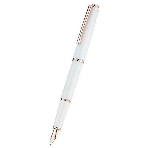 1 x Steel Fountain Pen Push Type Cap Rose Gold Plated EF/F Nib  Writing Pen