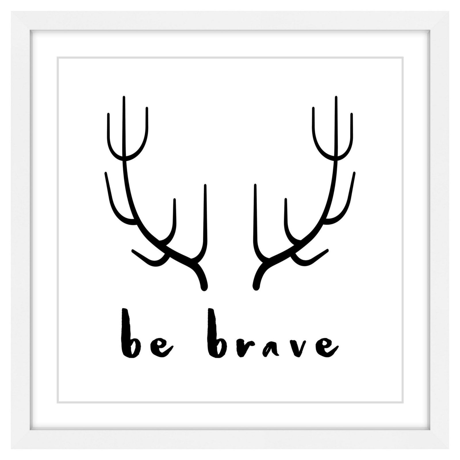 Marmont Hill "Brave Antlers" by Diana Alcala Framed Painting Print