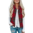 thumbnail image 2 of Diufon Plaid Vest for Women Lightweight Sleeveless Full Zip Fleece Jackets Fall Winter Cozy Coats with Pockets, 2 of 9
