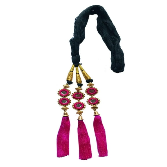 Swadeshi Desire Punjabi Parandi Paranda Choti Braid, Hair Extensions&Wigs for Girls and Women Pack of 1, Color-pink