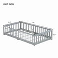 thumbnail image 5 of Mirightone Twin Size Floor Bed, Wood Montessori Floor Beds with Fence Railings and Slats Support, Twin Playhouse Bed Frame, No Box Spring Needed, (Grey), 5 of 7