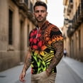 thumbnail image 3 of Aplkyhs Matching Golf Shirts for Couple Quarter Zip Red Polynesian Flower Men's Casual Short Sleeve Cool Golf Shirts 4-Way Stretch for Golf,Tennis,Hiking,Running,Gym Breathable Fabric, 3 of 6